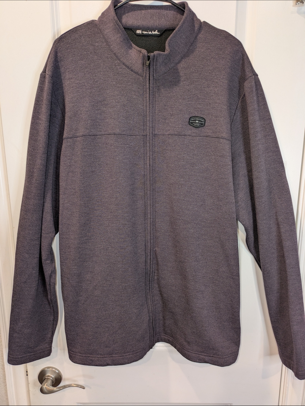 TravisMathew Full Zip Performance Jacket XL Purple Heather Fleece Lined Golf